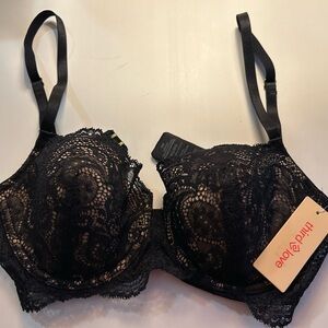 ThirdLove Black Lace Underwire Bra with Adjustable Straps 32D